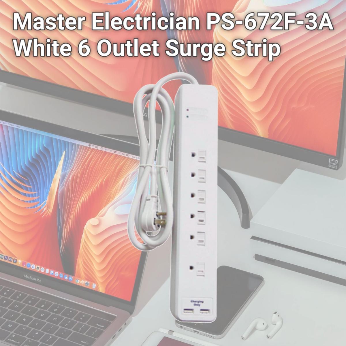 Picture of Master Electrician PS-672F-3A White 6 Outlet Surge Strip
