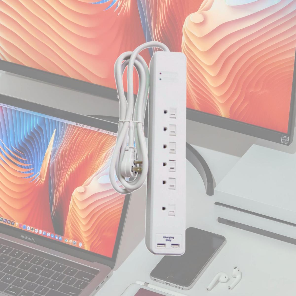 Picture of Master Electrician PS-672F-3A White 6 Outlet Surge Strip