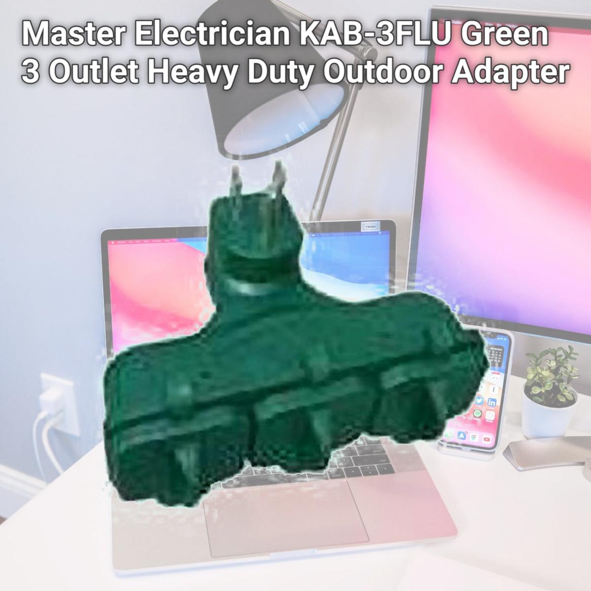 Picture of Master Electrician KAB-3FLU Green 3 Outlet Heavy Duty Outdoor Adapter