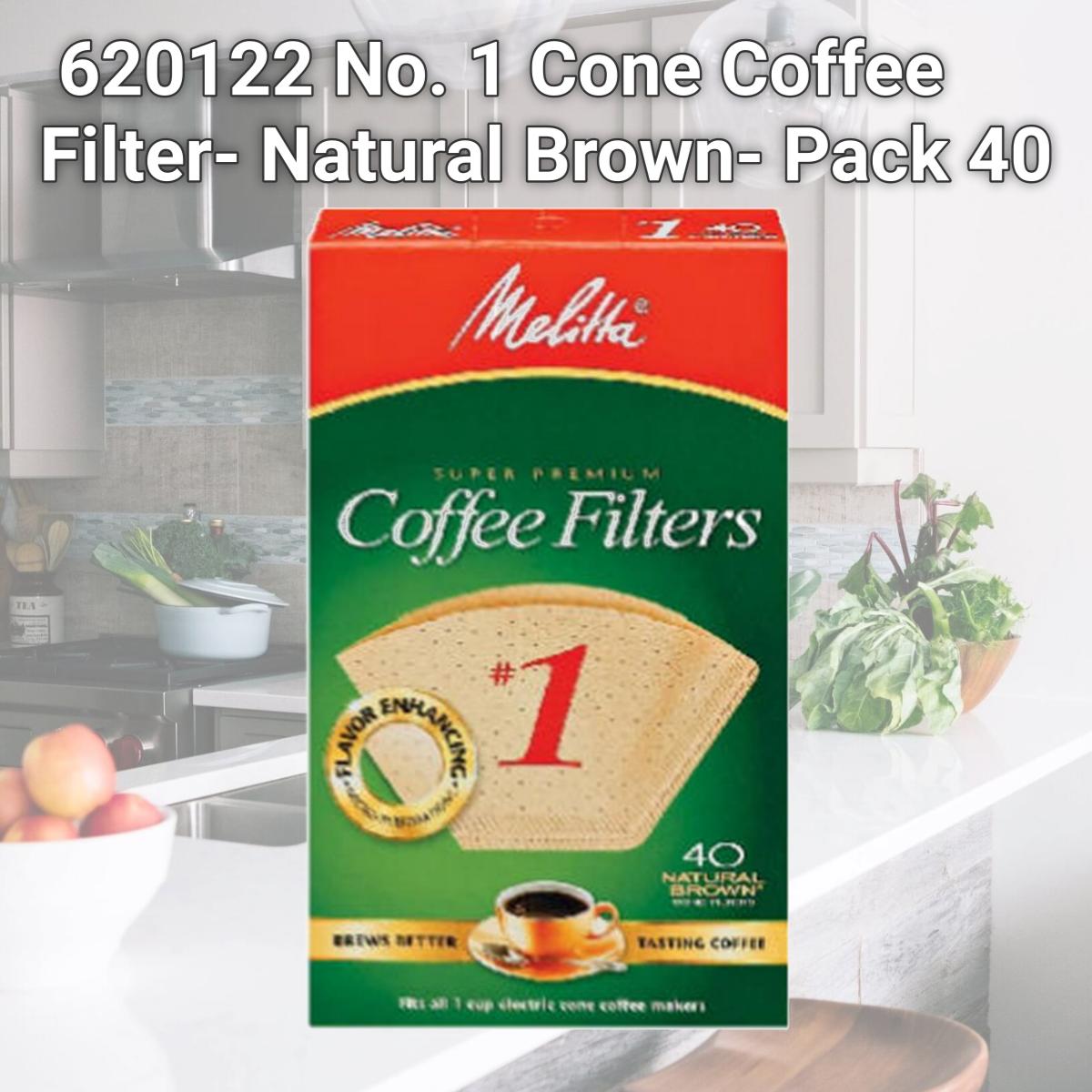 Picture of Melitta 620122 No. 1 Cone Coffee Filter- Natural Brown- Pack 40