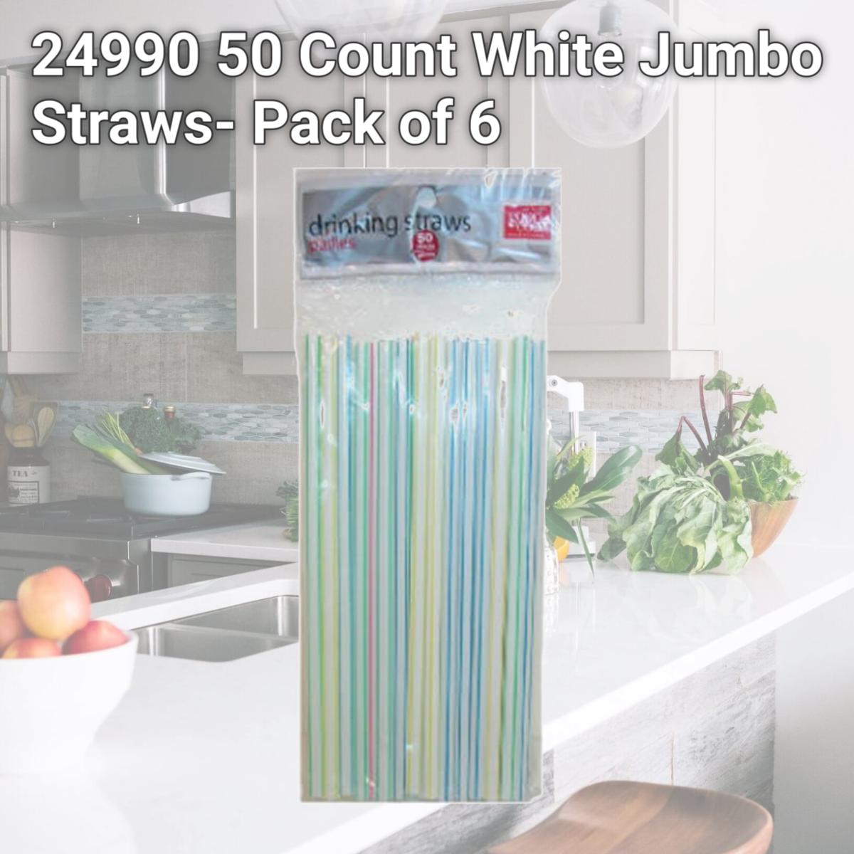 Picture of Bradshaw 24990 50 Count White Jumbo Straws- Pack of 6