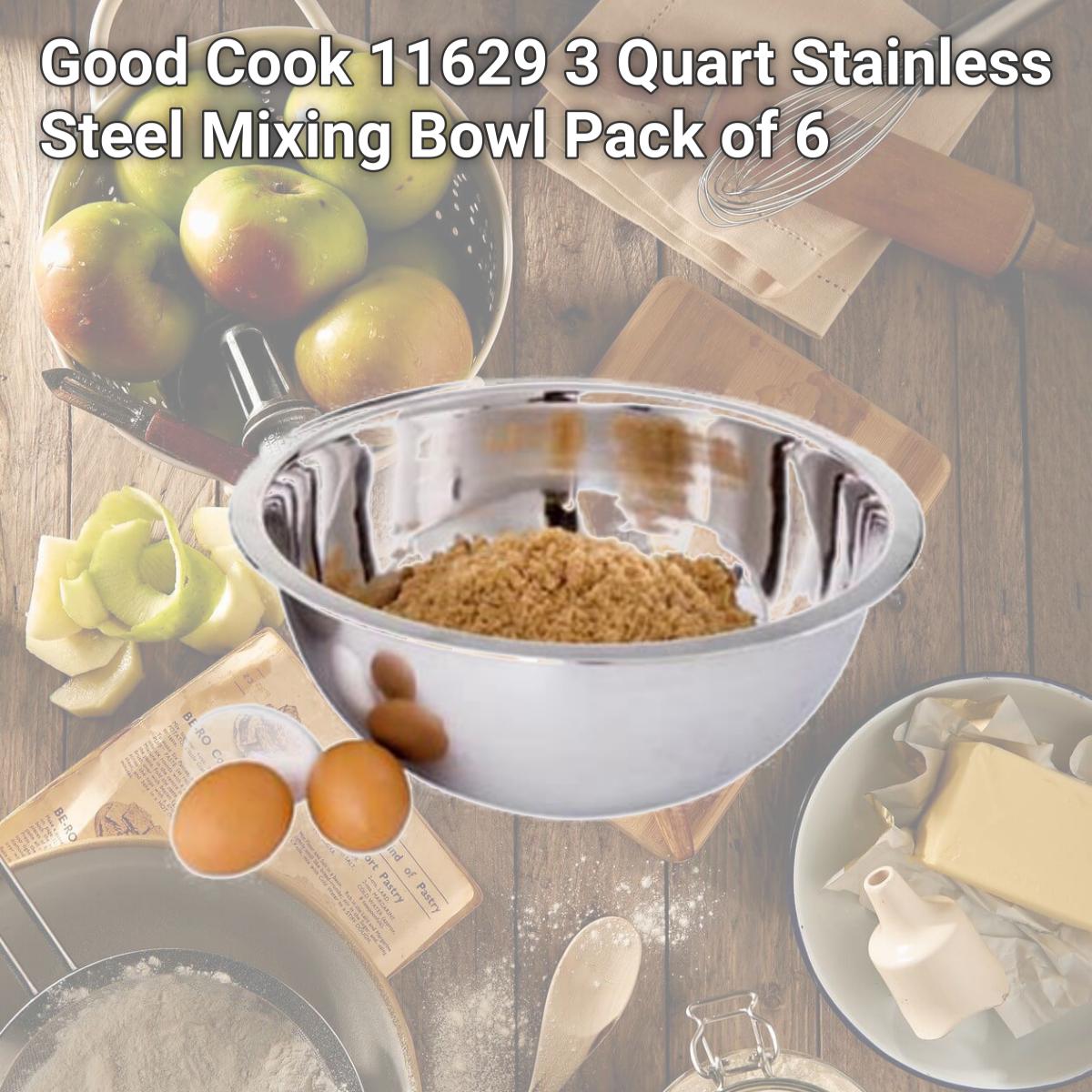 Picture of Good Cook 11629 3 Quart Stainless Steel Mixing Bowl Pack of 6
