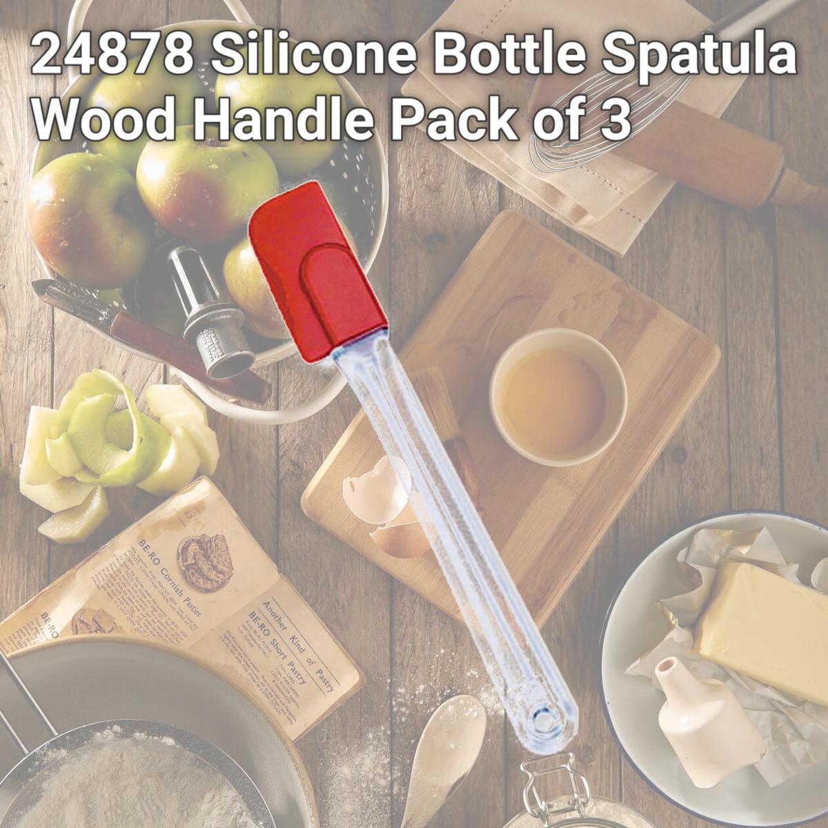 Picture of Bradshaw 24878 Silicone Bottle Spatula  Wood Handle Pack of 3