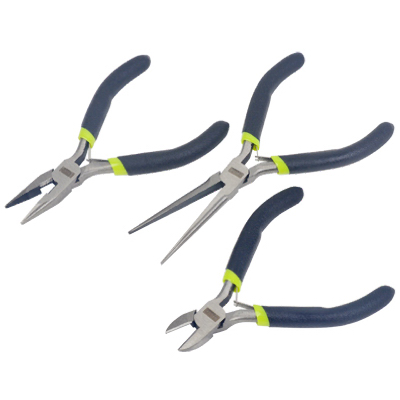-asia 213194 Long Nose With Cutter Mini Pliers Set - 3 Piece