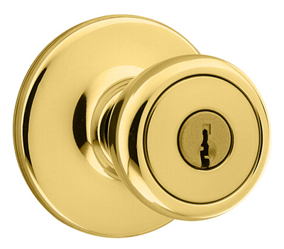 Kwikset 220318 Tylo Entry Lockset, Polished Brass