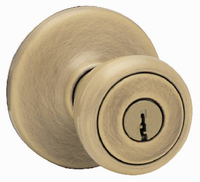 Kwikset 220317 Tylo Entry Lockset, Antique Brass