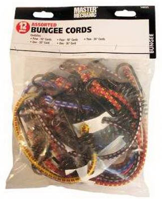 548505 Assorted Bungee Cords - Pack Of 12