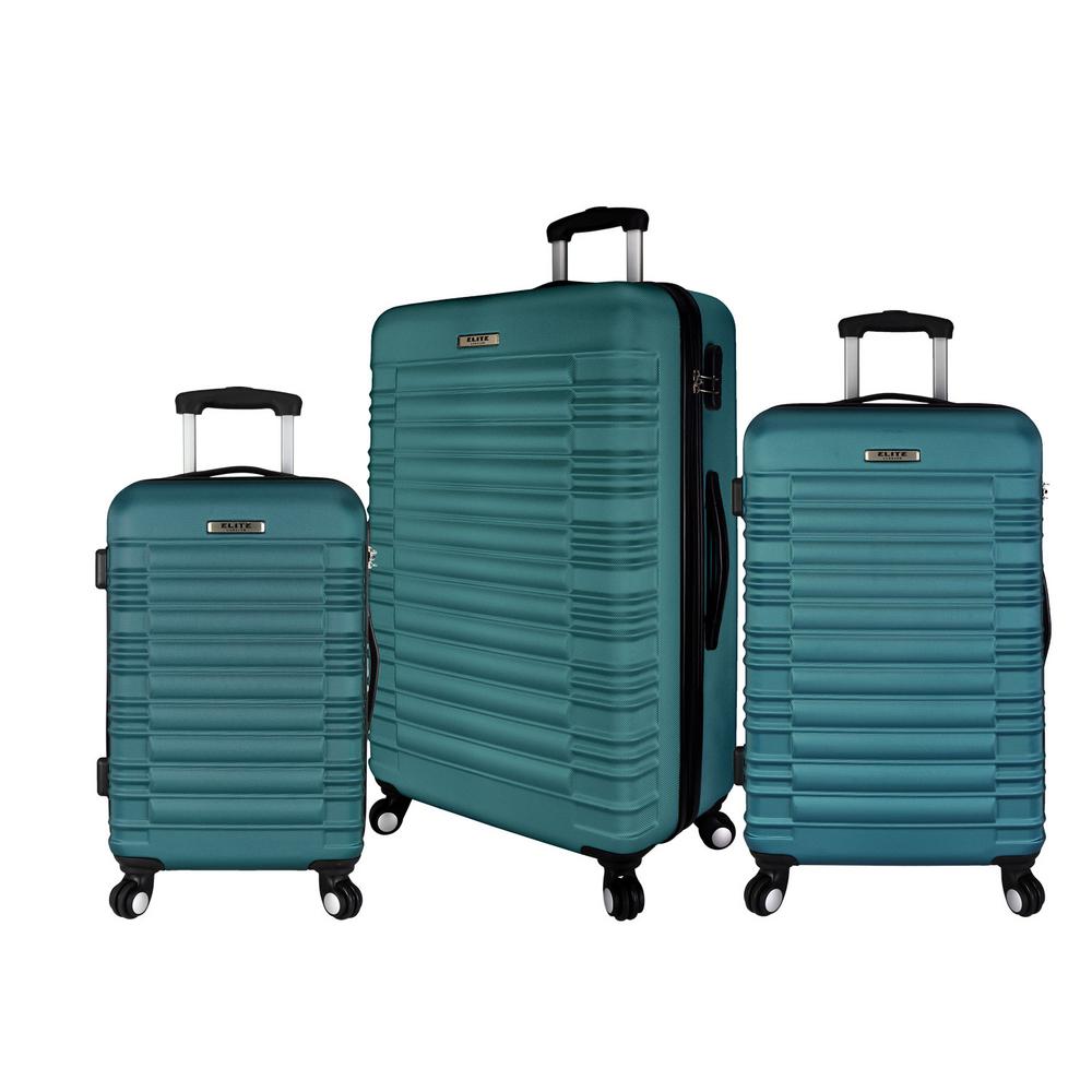 Travelers Choice El09074e Elite Luggage 3-piece Hardside Spinner Luggage Set, Teal
