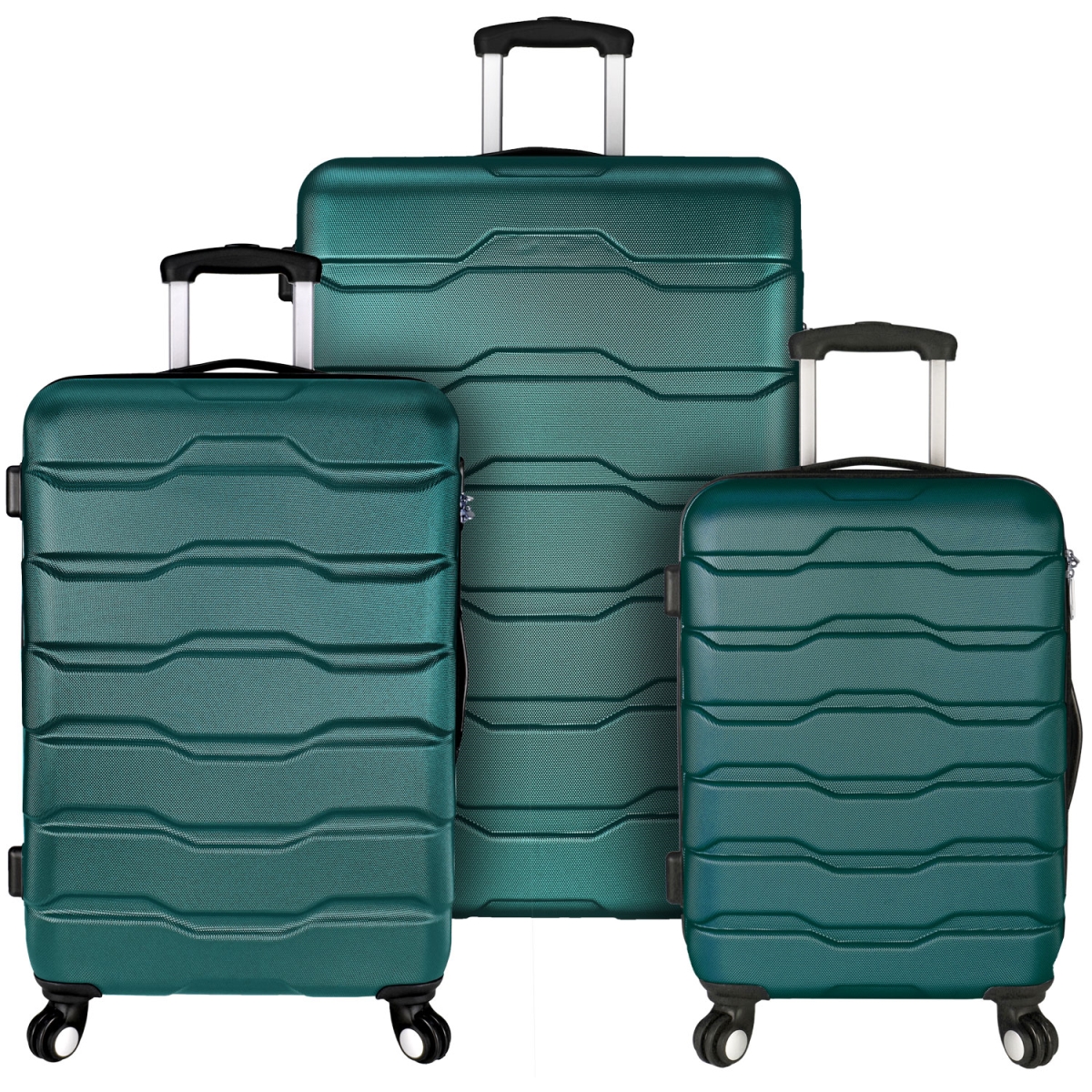 El09075e Omni 3 Piece Hardside Spinner Luggage Set, Teal