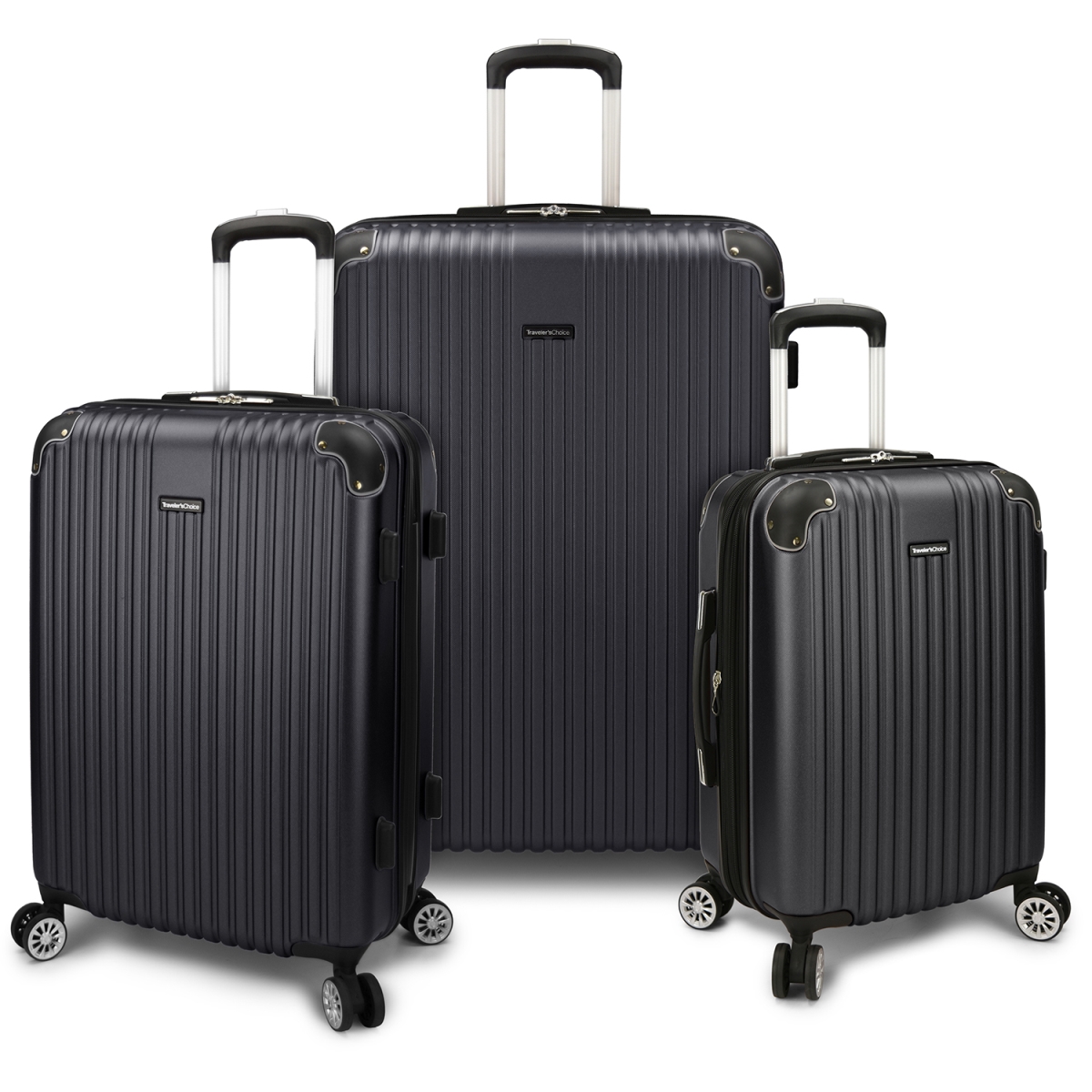 UPC 694396903467 product image for Travelers Choice TC09034G Charvi 3 Piece Expandable Spinner Luggage Set Slate Gr | upcitemdb.com
