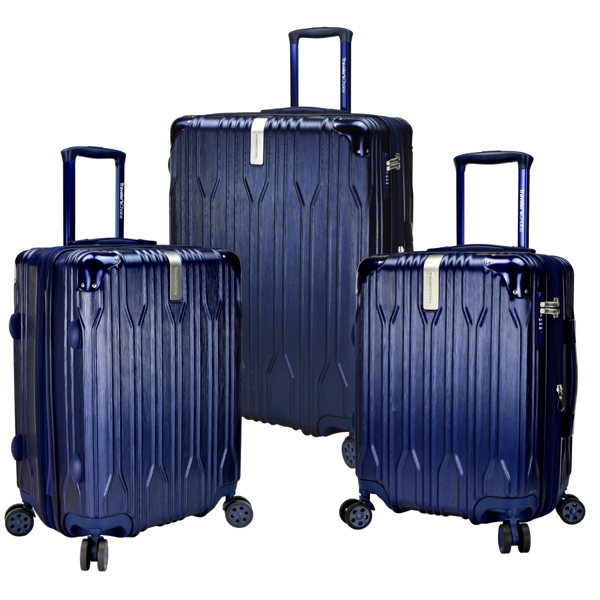 Travelers Choice Tc09035n Bell Weather Expandable 3 Piece Spinner Luggage Set, Dark Blue