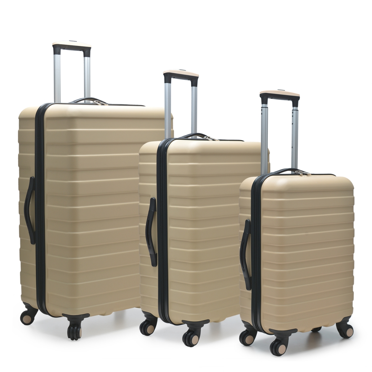 Us09112y Cypress Colorful 3 Piece Hardside Spinner Luggage Set, Sand