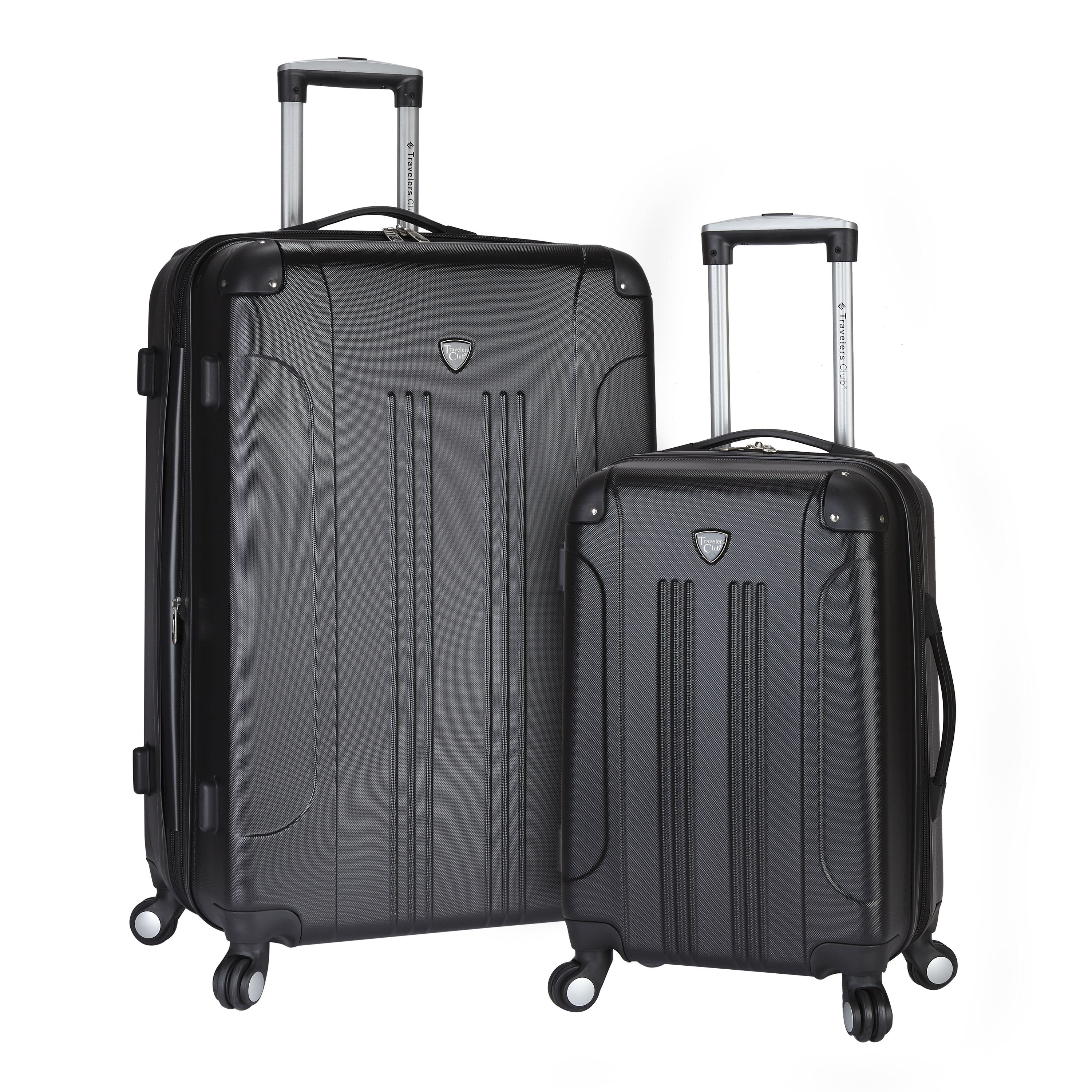Hs-66902-001 Chicago 2 Piece Hardside Abs Expandable Spinner Luggage Set, Black