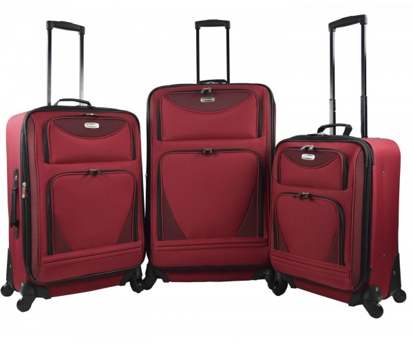 Eva-82803-600 Sky-view 2.0 3 Piece Softside Expandable Spinner Luggage Set, Red