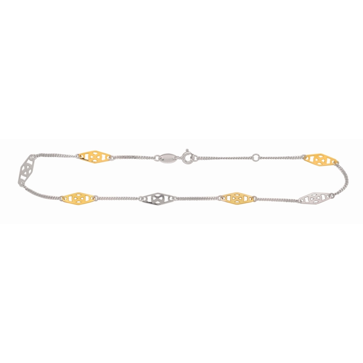 UPC 785704067459 product image for RDA101-10 10 in. 14K Sterling Silver Diamond Cut Textured Anklet with Spring Rin | upcitemdb.com
