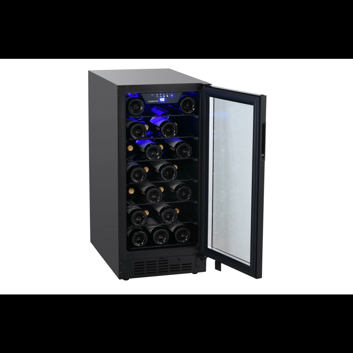 Picture of EdgeStar BWR301BL 15 in. Wide 25 Bottle Built-in Single Zone Wine Cooler with Reversible Door & LED Lighting, Black