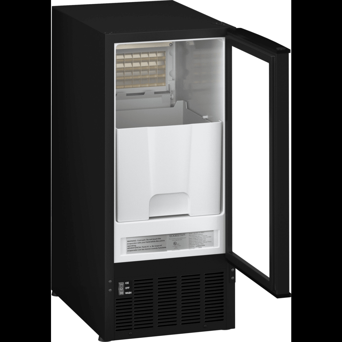 Picture of EdgeStar IB450BL 15 in. Wide 25 lbs Capacity Built-in Ice Maker with 50 lbs Daily Ice Production, Black