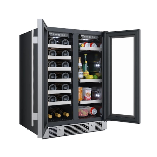 Picture of Avallon AWBC242GGFD 24 in. Wide 21 Bottle Capacity & 64 Can Capacity Beverage Center with LED Lighting & Double Pane Glass, Stainless Steel