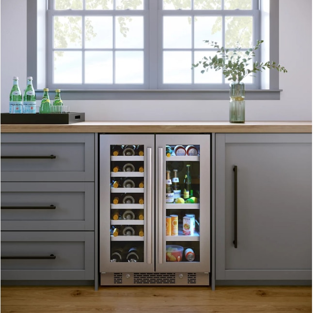 Picture of Avallon AWBC242GGFD 24 in. Wide 21 Bottle Capacity & 64 Can Capacity Beverage Center with LED Lighting & Double Pane Glass, Stainless Steel