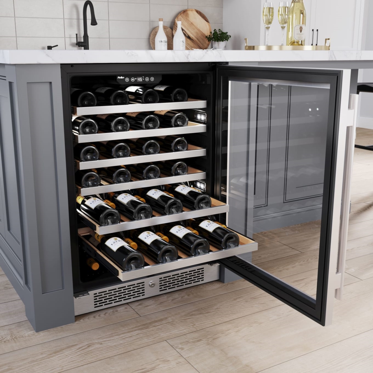 Picture of Avallon AWC242SZRH 24 in. Wide 53 Bottle Capacity Single Zone Wine Cooler with Right Swing Door, Stainless Steel - Right Hinged