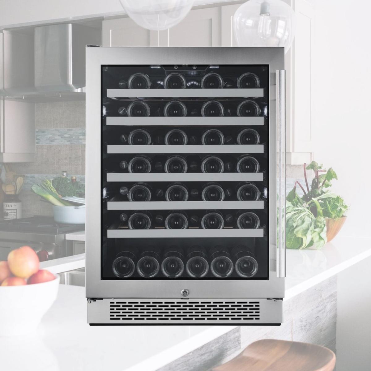 Picture of Avallon AWC242SZLH 24 in. Wide 53 Bottle Capacity Single Zone Wine Cooler with Left Swing Door, Stainless Steel - Left Hinged