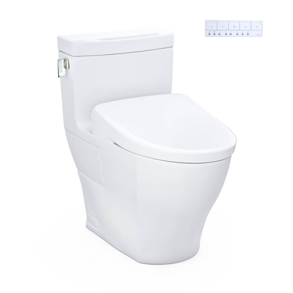 MW6244726CEFG-01 1.28 GPF Washlet Plus Legato Elongated Toilet & Contemporary Washlet S7 Contemporary Bidet Seat - Cotton White