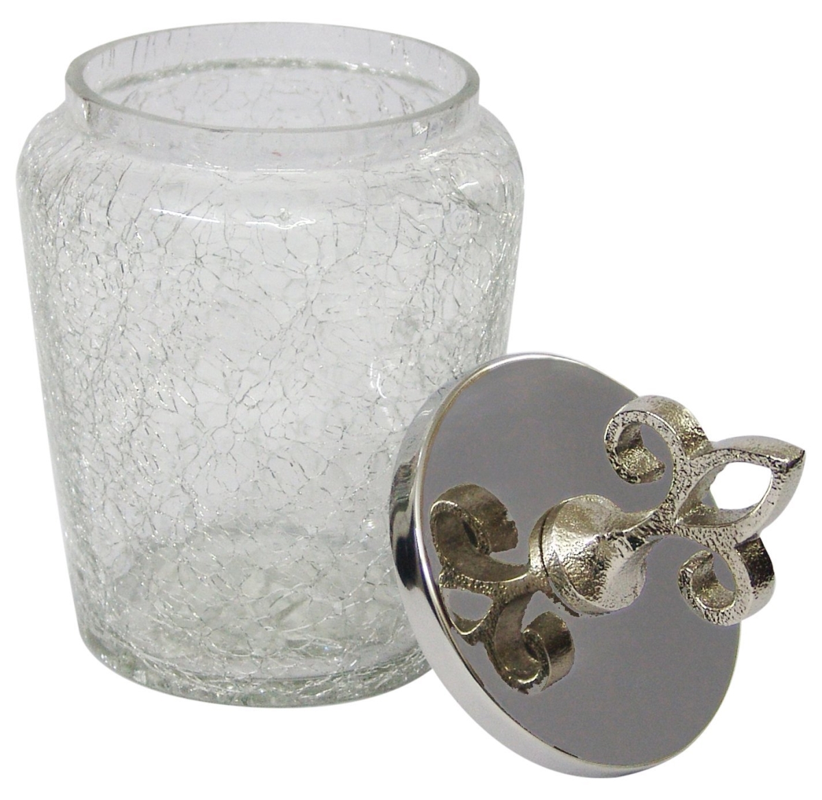 Gc-52l Crackle Glass Canister With Stainless Steel Lid - Large