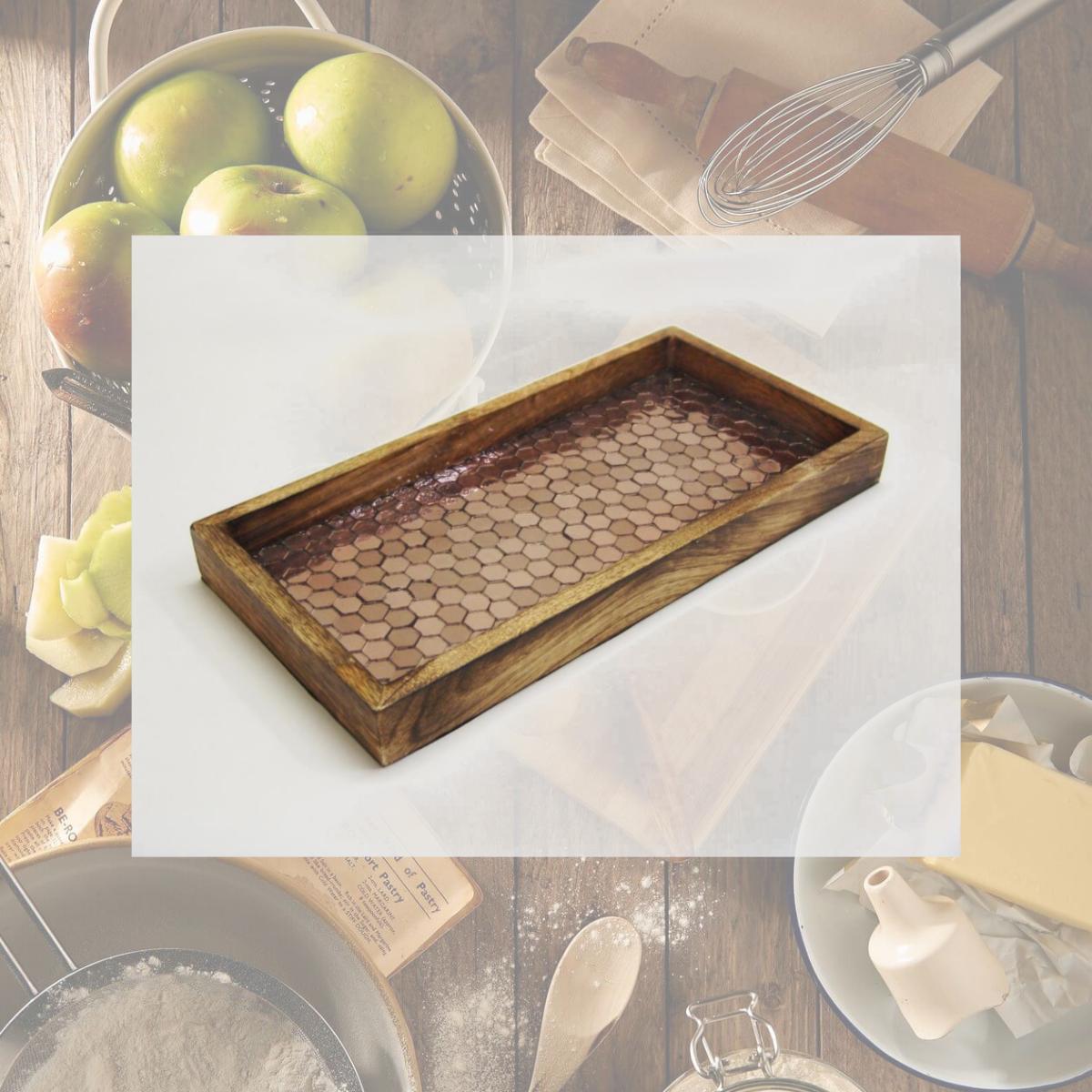 Picture of NuSteel TR-241L 13 x 6.5 in. Copper Mosaic Wooden Tray