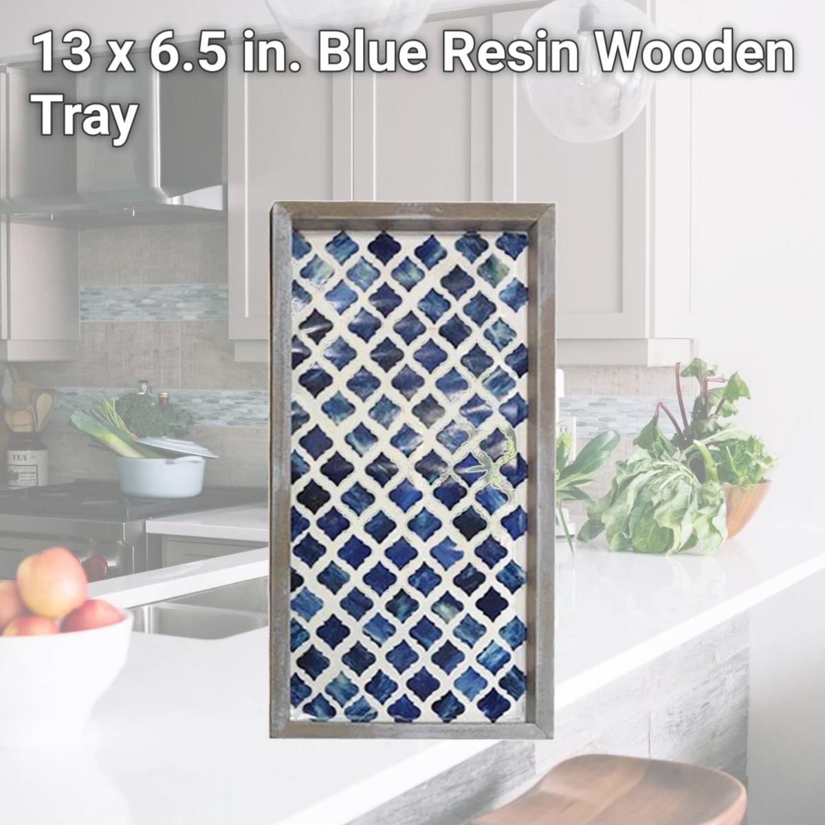 Picture of NuSteel TR-263 13 x 6.5 in. Blue Resin Wooden Tray
