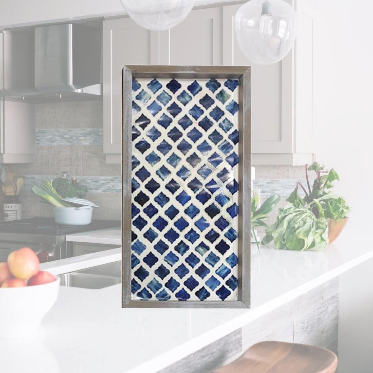 Picture of NuSteel TR-263 13 x 6.5 in. Blue Resin Wooden Tray