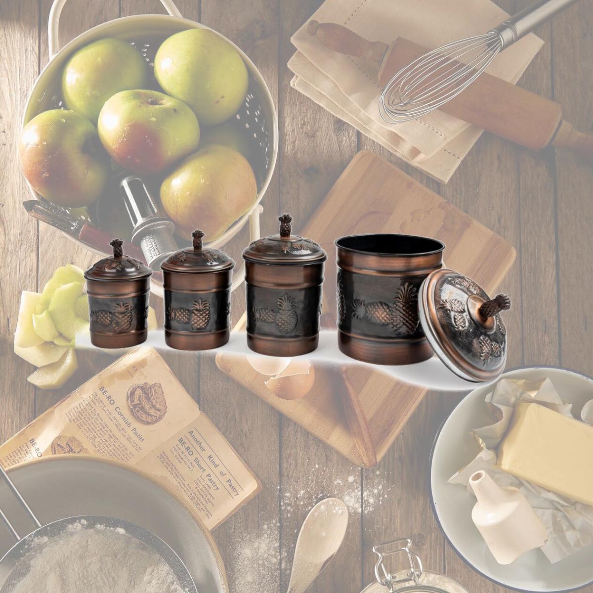 Picture of Nusteel TG-590AC-3 2 qt. Pineapple Antique Copper Canister