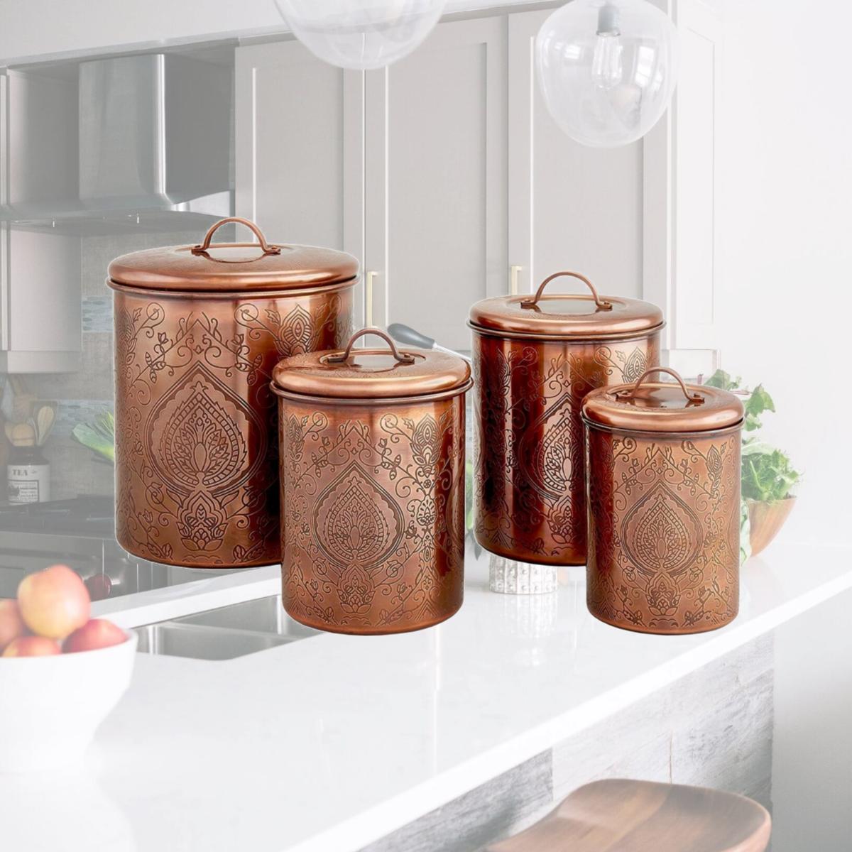 Picture of Nusteel TG-916AC-1 1 qt. Etched Antique Copper Canister