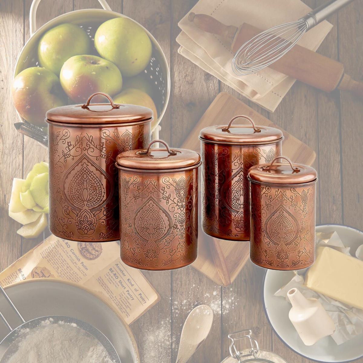 Picture of Nusteel TG-916AC-2 2 qt. Etched Antique Copper Canister