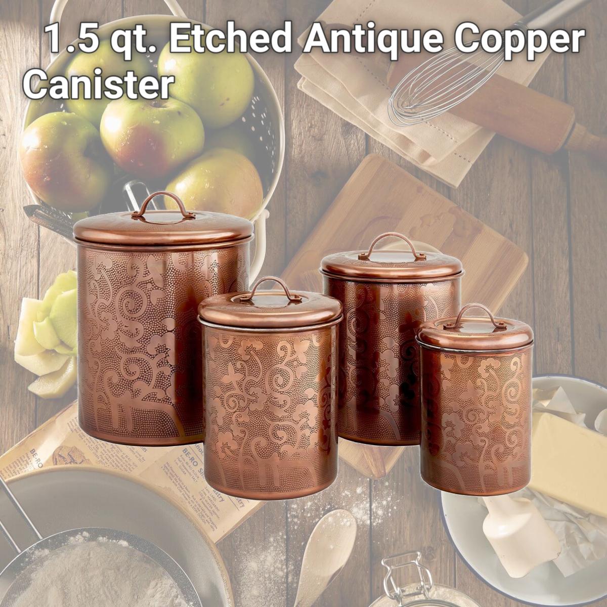 Picture of Nusteel TG-1392AC-1.5 1.5 qt. Etched Antique Copper Canister