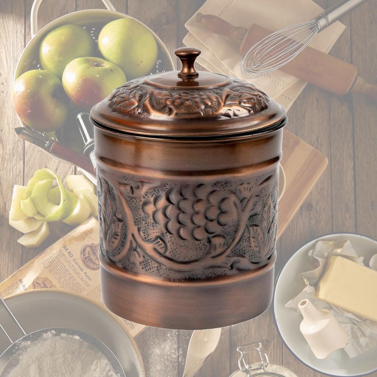 Picture of Nusteel TG-811AC-1 1 qt. Embossed Antique Copper Canister