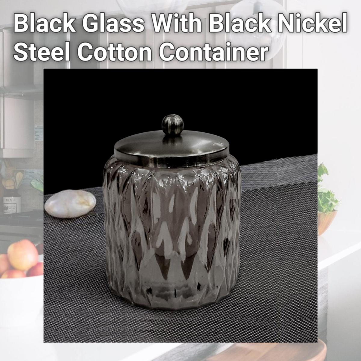 Picture of Nusteel GLA328D-1 Black Glass With Black Nickel Steel Cotton Container