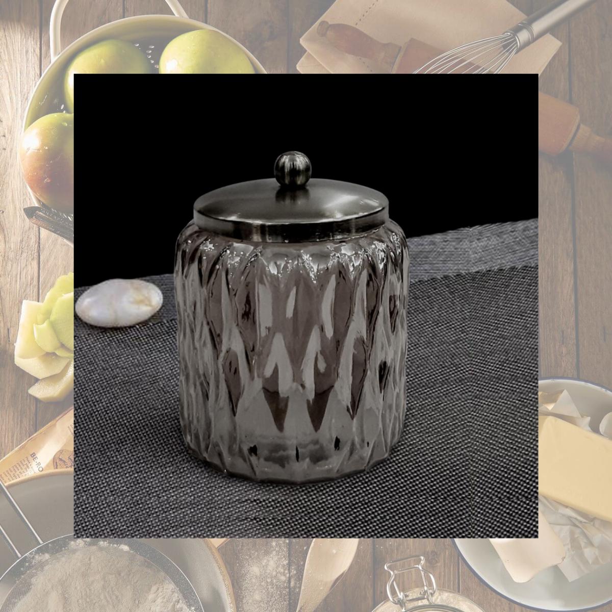Picture of Nusteel GLA328D-1 Black Glass With Black Nickel Steel Cotton Container