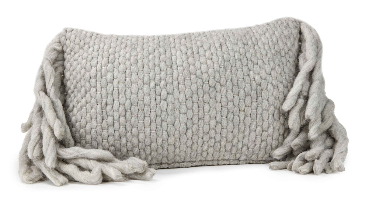 Tov-c18188 Afrino Wool Pillow - Grey - 12 X 20.38 X 3.5 - 4 In.