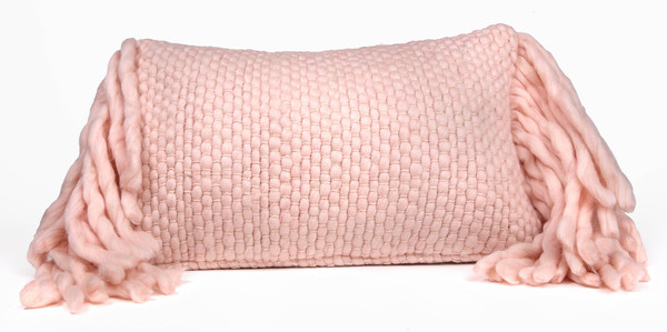Tov-c18189 Afrino Wool Pillow - Blush - 12 X 20.38 X 3.5 - 4 In.