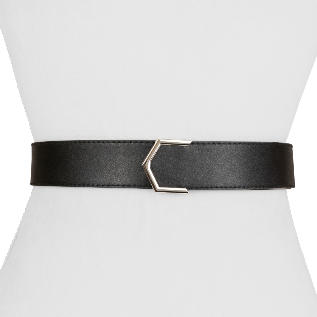 Sj02blk Womens Designer Vegan Leather Arrow Point Belt, Black - Extra Small & Extra Large