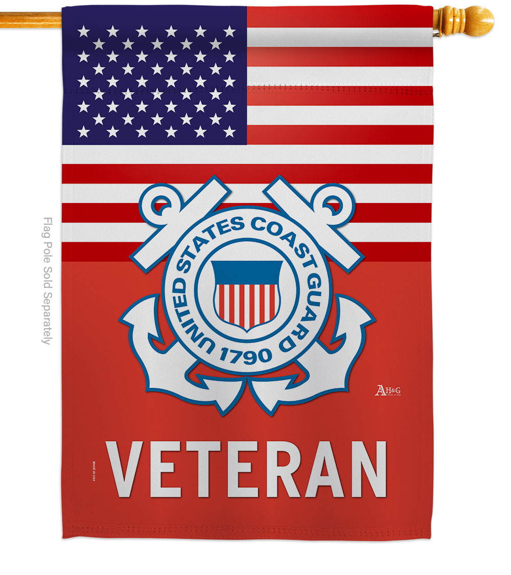 H140618-BO 28 x 40 in. US Coast Guard Veteran House Flag with Armed Forces Double-Sided Decorative Vertical Flags Decoration Banner Garden Yard Gift