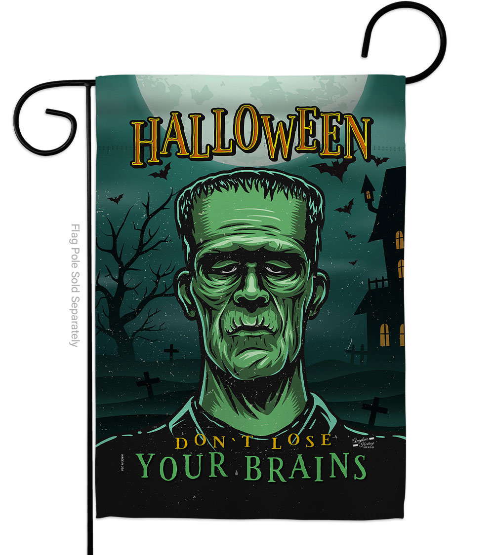 G135228-BO 13 x 18.5 in. Green Monster Garden Flag with Fall Halloween Double-Sided Decorative Vertical Flags House Decoration Banner Yard Gift