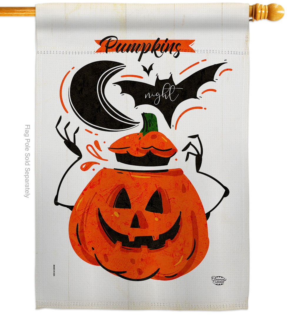 H192676-BO 28 x 40 in. Pumpkins Night House Flag with Fall Halloween Double-Sided Decorative Vertical Flags Decoration Banner Garden Yard Gift