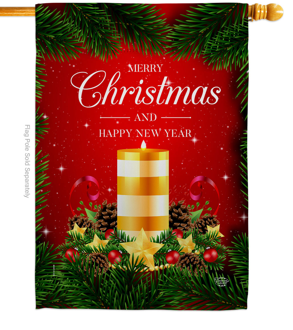 28 x 40 in. Christmas Candle House Flag with Winter Double-Sided Decorative Vertical Flags Decoration Banner Garden Yard Gift