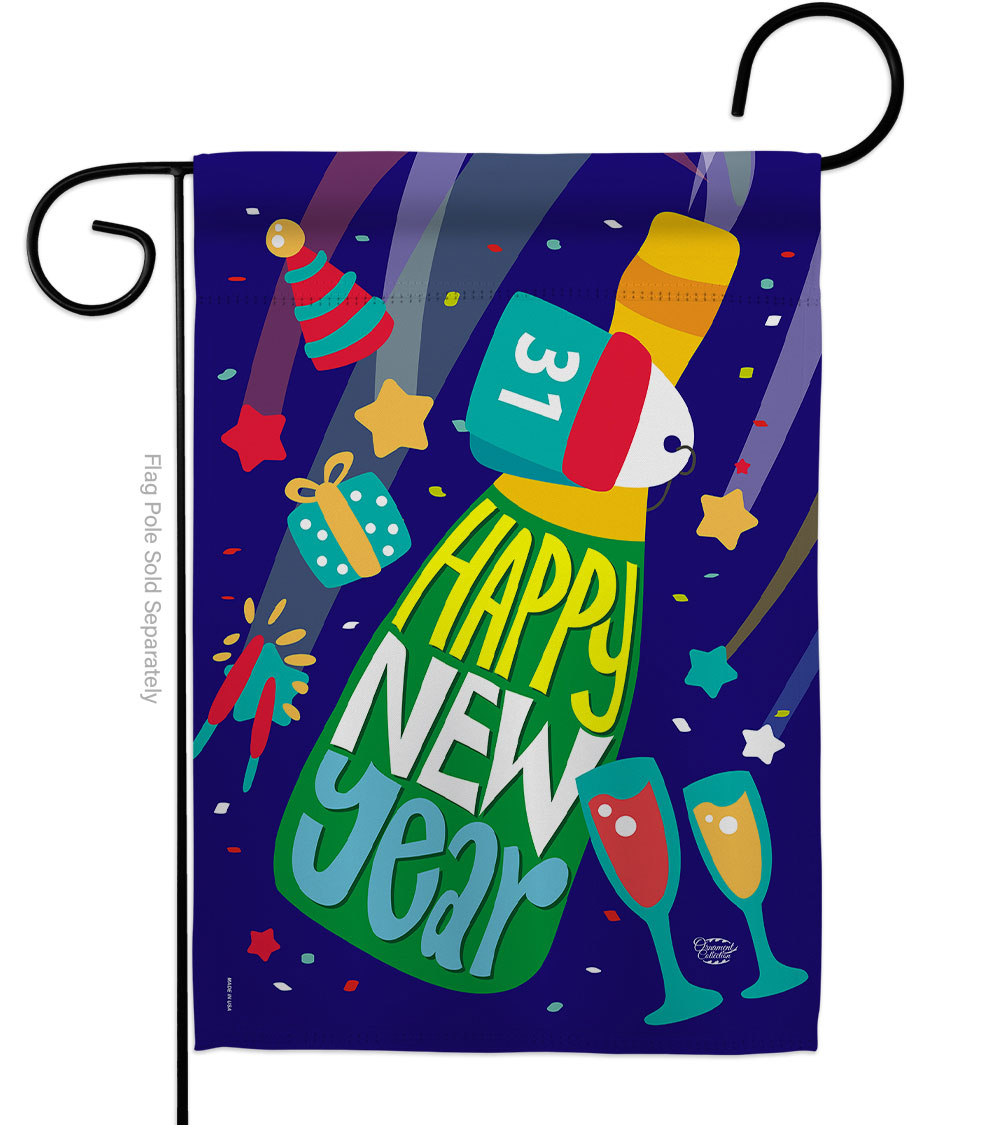 13 x 18.5 in. Celebrating New Year Garden Flag with Winter Double-Sided Decorative Vertical Flags House Decoration Banner Yard Gift