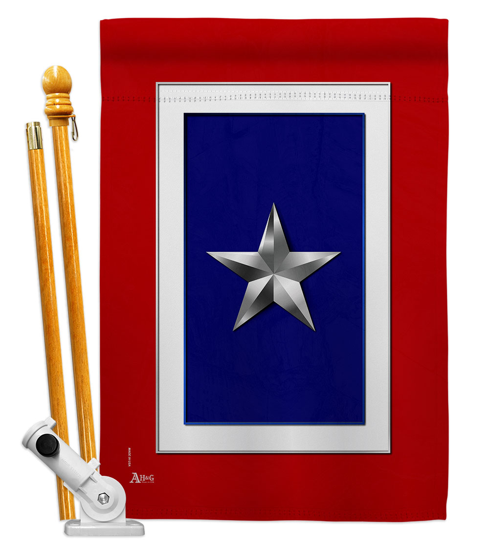 28 x 40 in. Silver Star House Flag Set Armed Forces Military Service Double-Sided Decorative Vertical Flags & Decoration Banner Garden Yard Gift