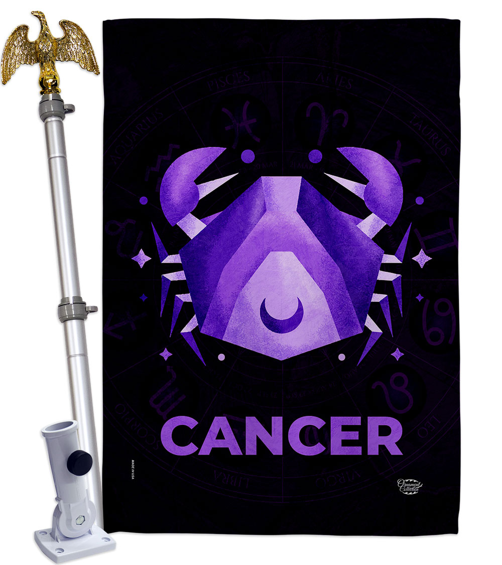 HS190026-BO-02 28 x 40 in. Cancer House Flag Set Interests Zodiac Double-Sided Decorative Vertical Flags & Decoration Banner Garden Yard Gift