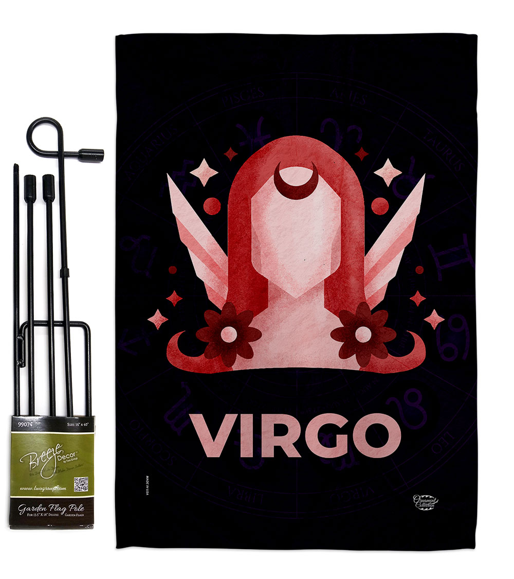 UPC 753464291711 product image for GS190028-BO 13 x 18.5 in. Virgo Garden Flag Set for Interests Zodiac Double-Side | upcitemdb.com