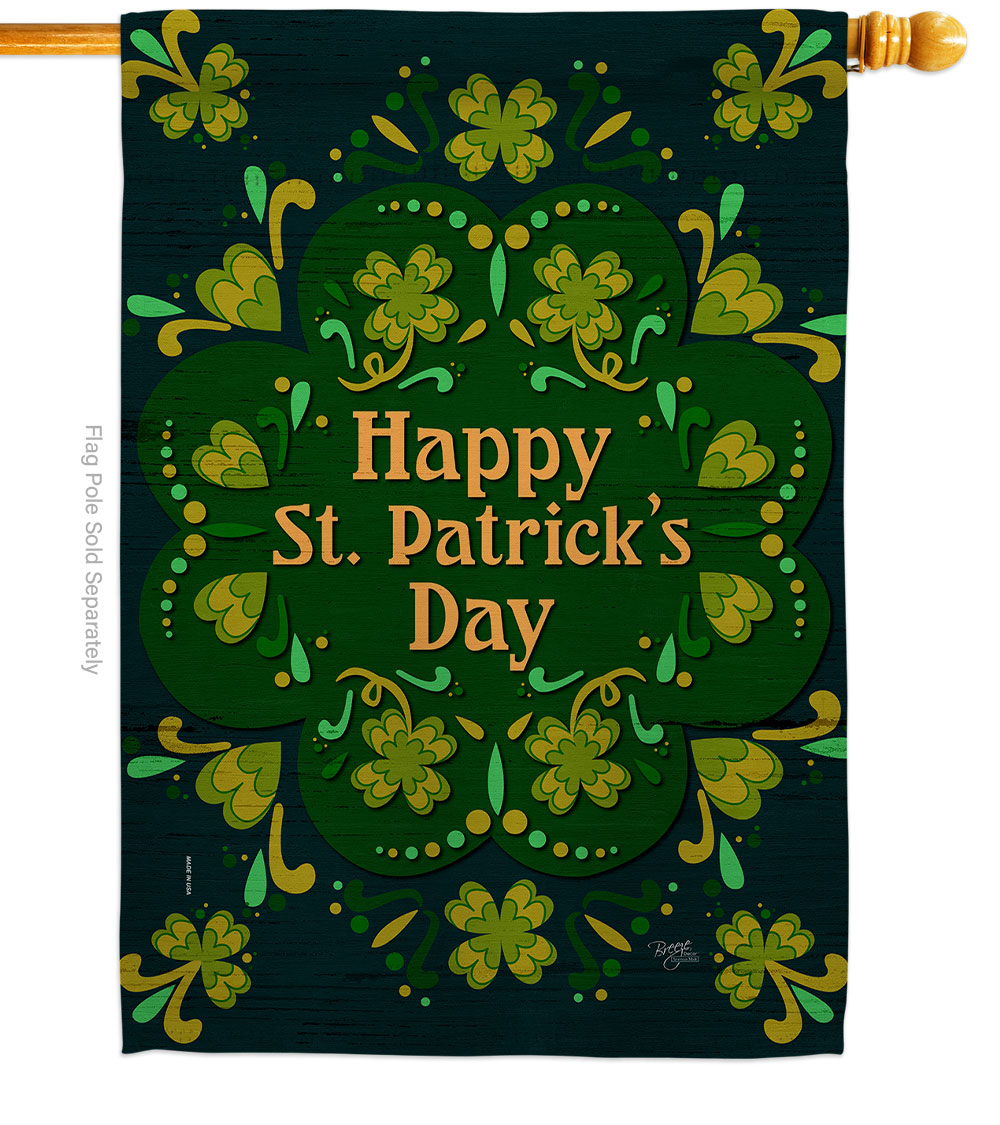 H120038-BO Patty Day Springtime St Patrick Double-Sided Garden Decorative House Flag, Green