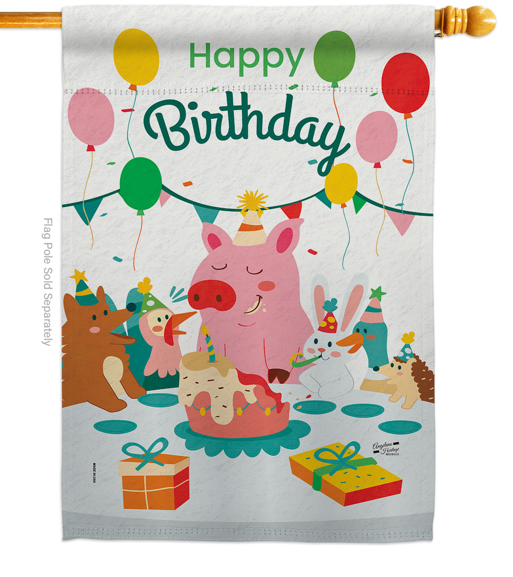 Let Celebrate Birthday Double-Sided House Flag, Multi Color